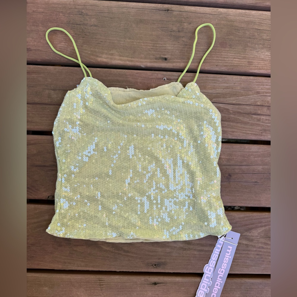 Missguided Light green Sequin top